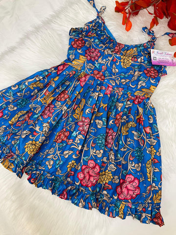 Size 24-Toddler- Kalamkari Frock in Royal Blue