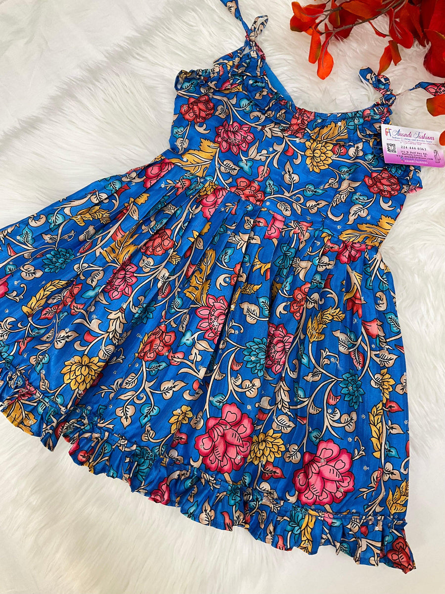 Size 24-Toddler- Kalamkari Frock in Royal Blue