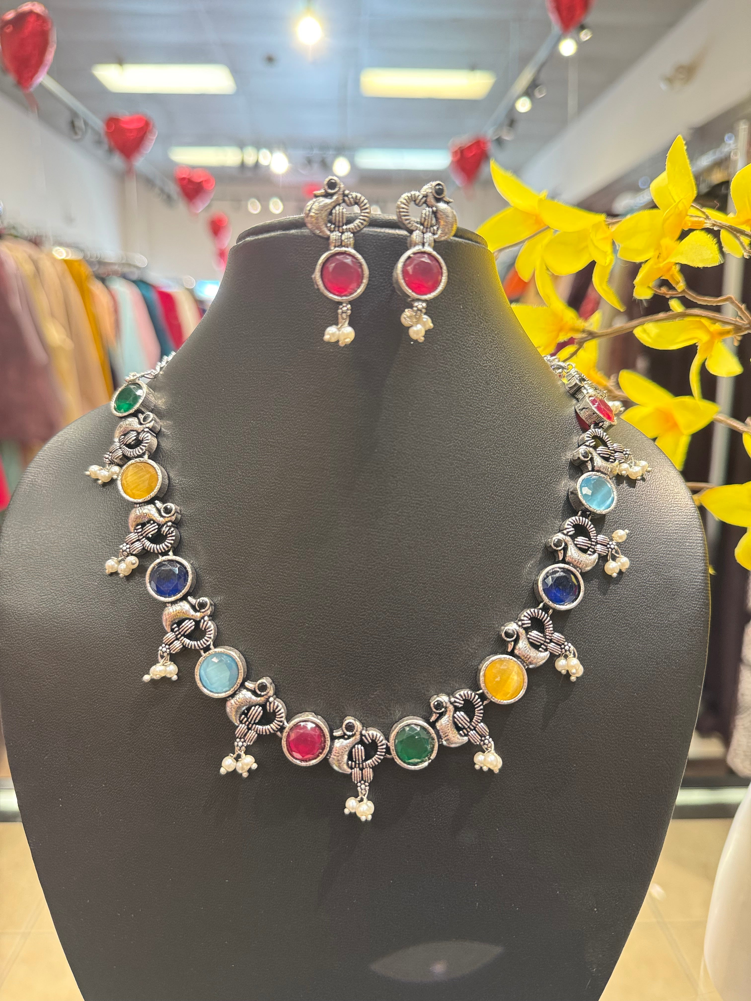 Peacock Design German Silver Necklace sets