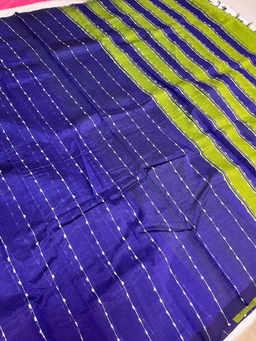 Colorful Mangalagiri Silk Saree with Contrast Blouse