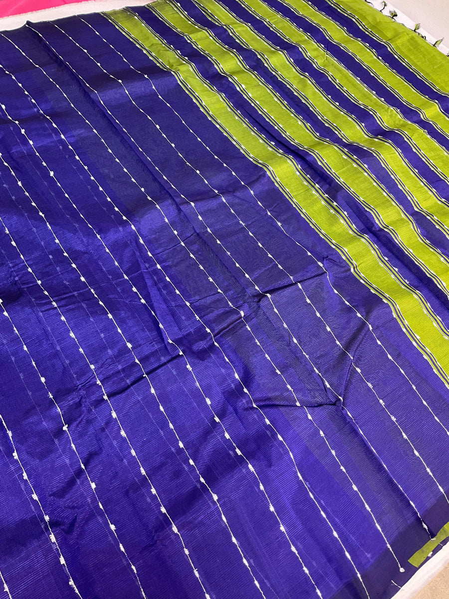 Colorful Mangalagiri Silk Saree with Contrast Blouse
