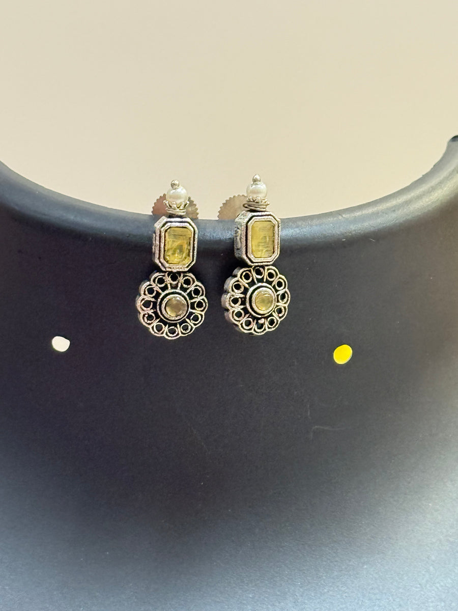 Yellow Stones German Silver Necklace set