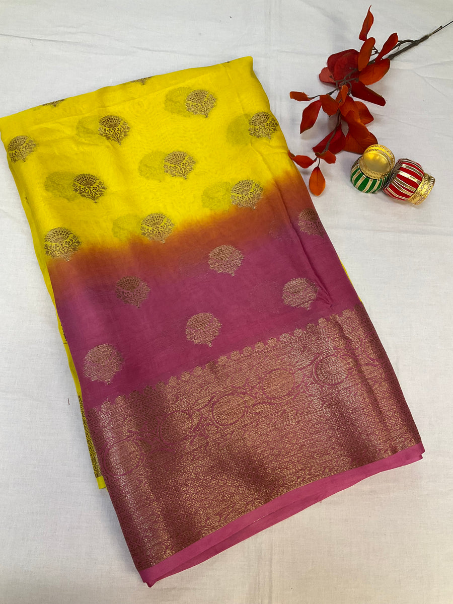 Dual color Butter crape saree