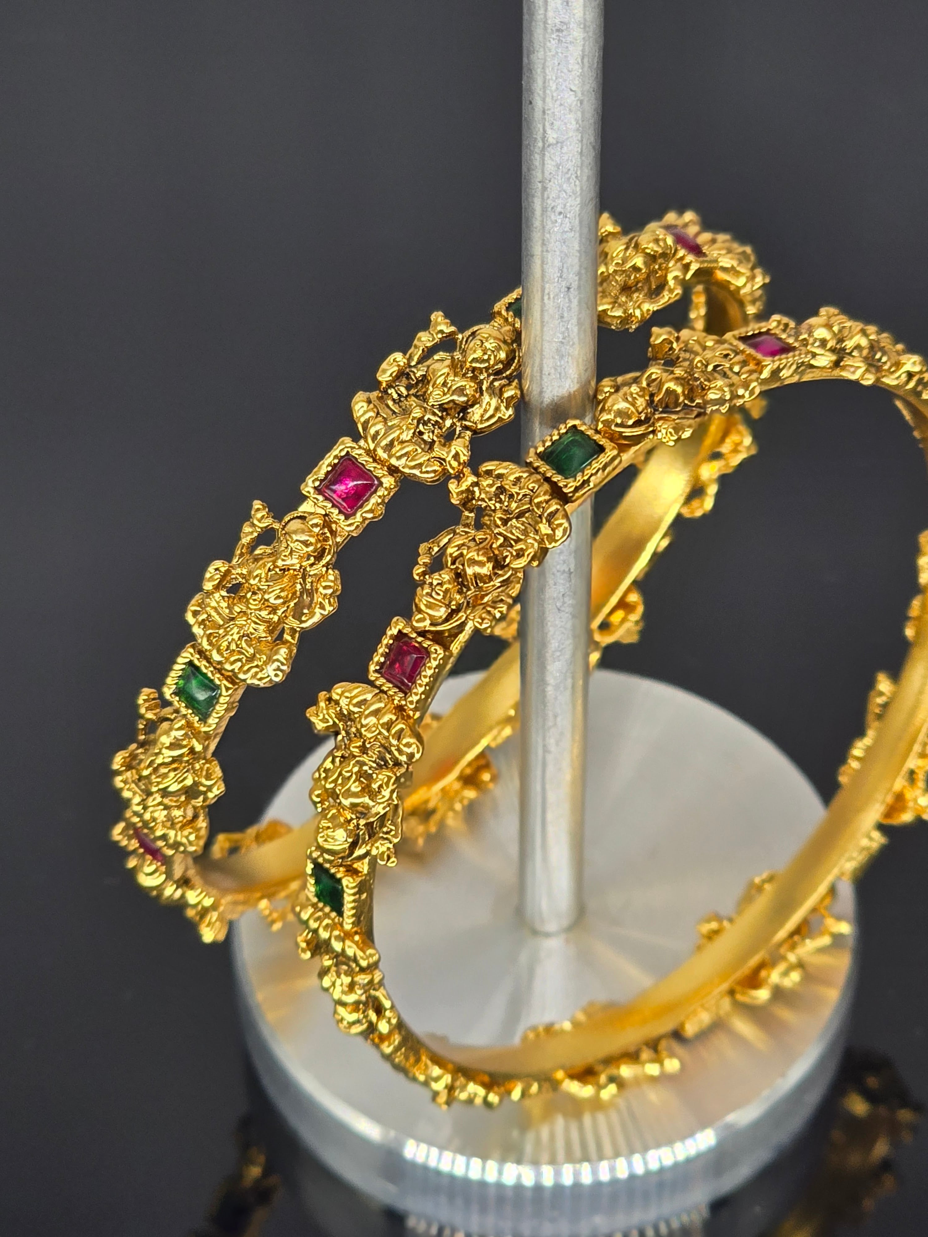 Antique Bangles - Antique Thin Bangles with Goddess Lakshmi design image 0