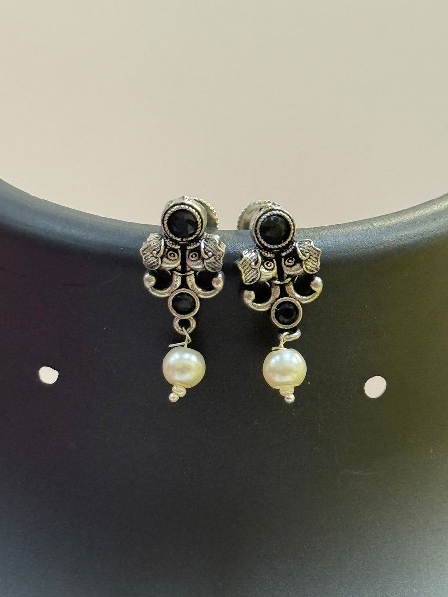 Elephant Design Black German Silver Necklace set