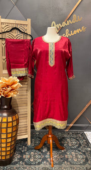 Women’s Plus Size Red Kurti Set