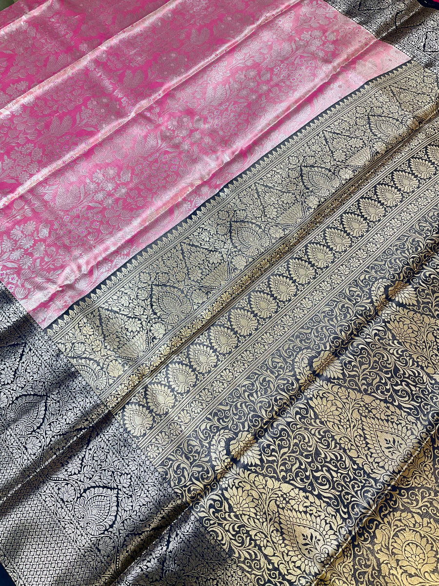 Semi Silk Kanjeevaram Allover Design Baby Pink Saree