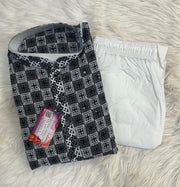 Black and White Chikankari Mens kurta set