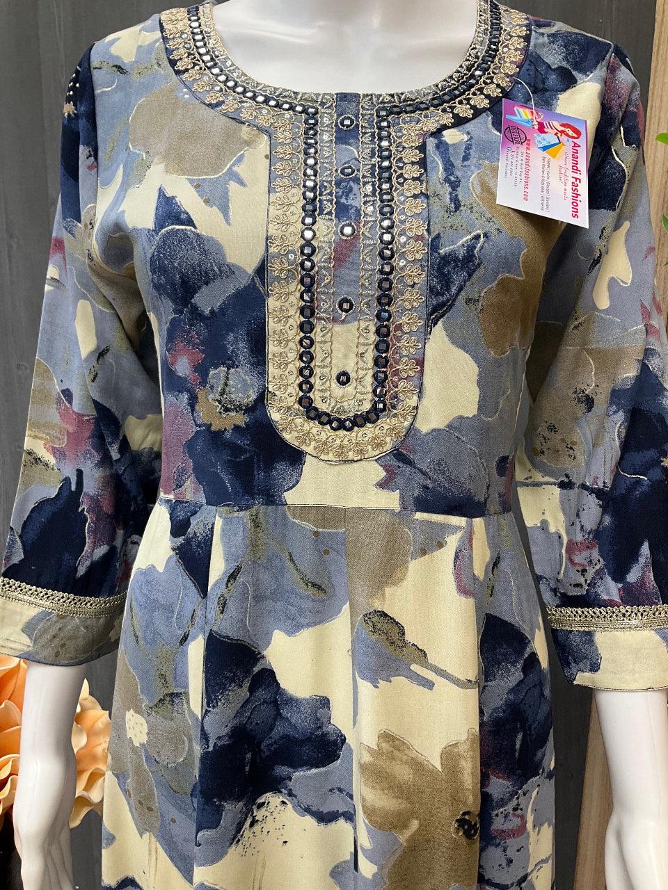 Stylish Rayon Anarkali Long Kurti Size 42 - Comfortable and Trendy