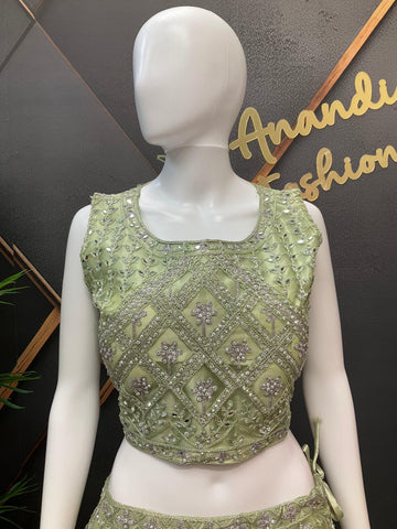 Net Lehenga Set with Heavy Embroidery - Party & Wedding Wear