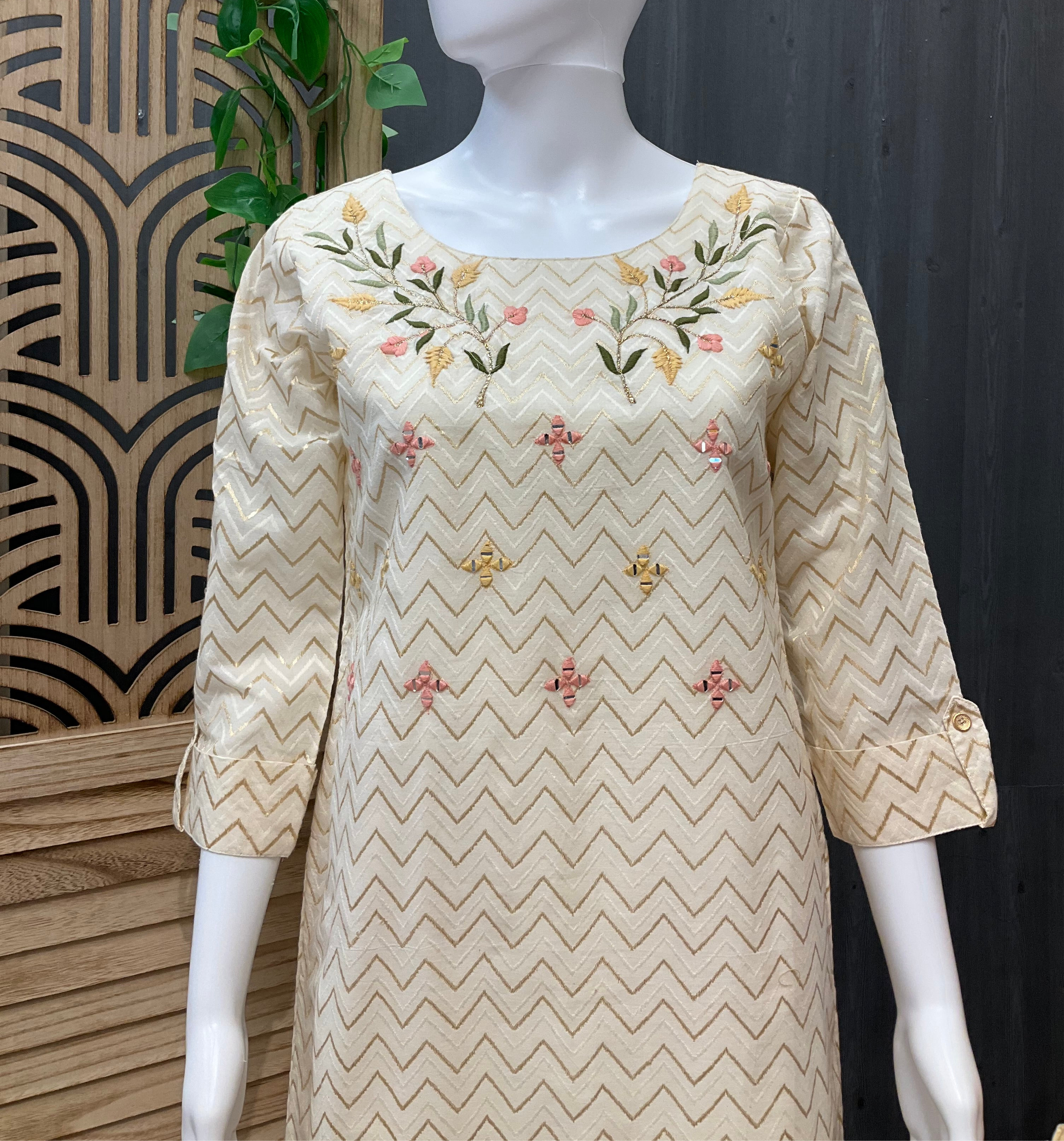 Half White Kurti with Embroidery work