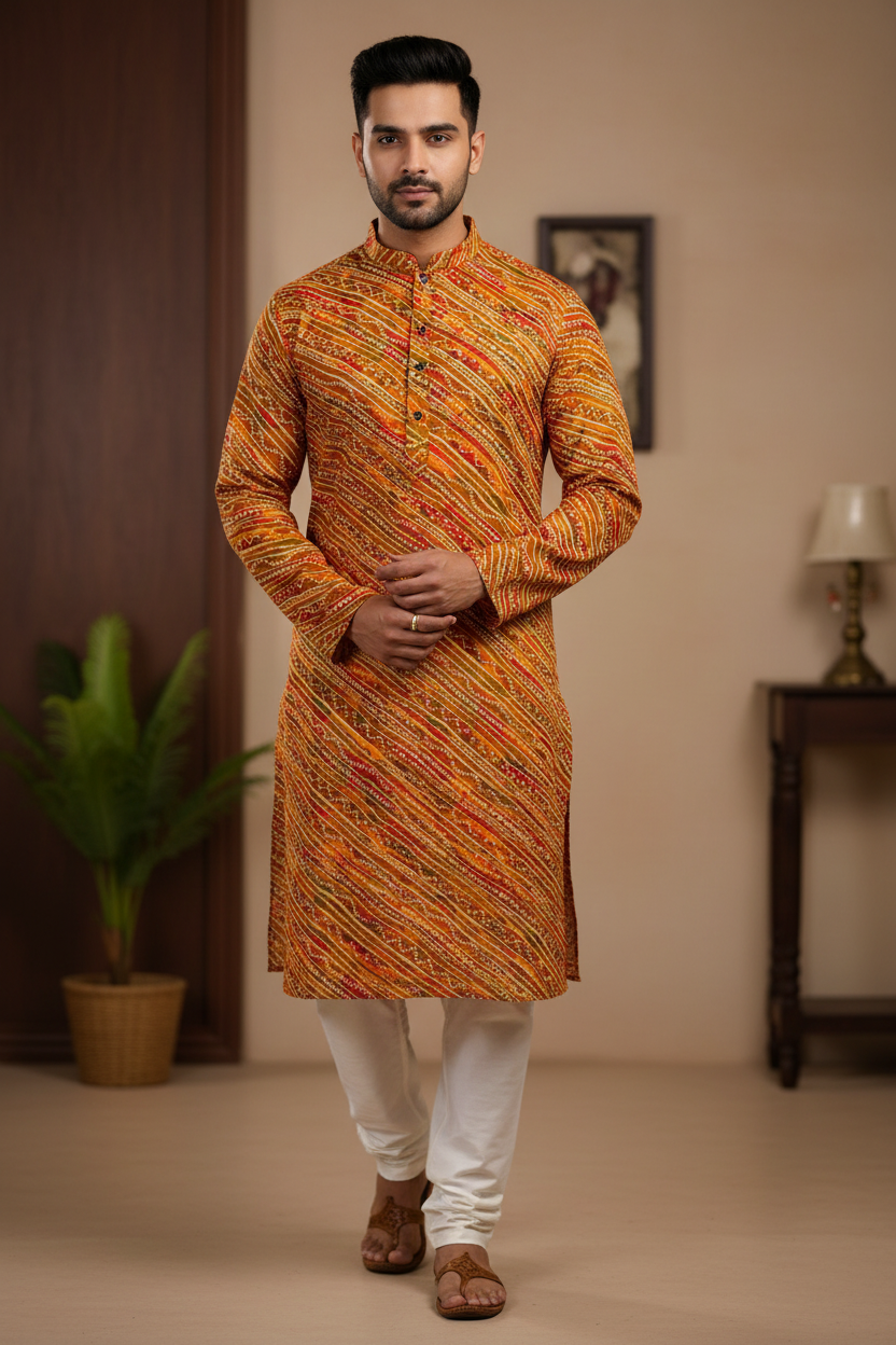 Bandhini Print Rayon Kurta Set - Traditional Ethnic Wear