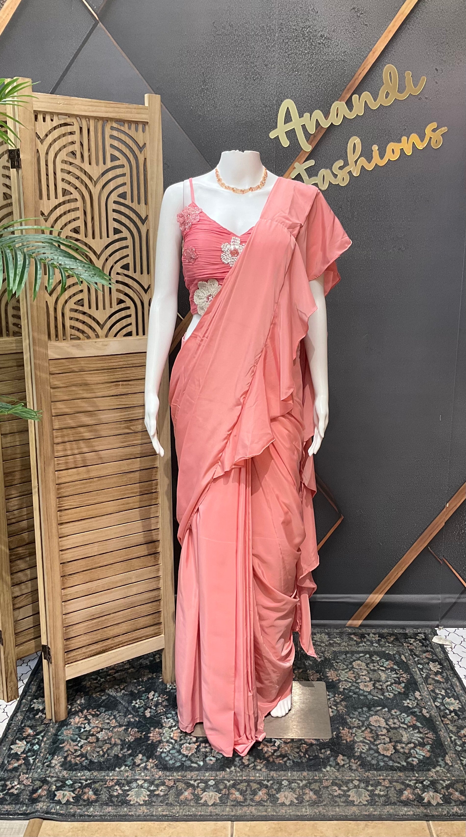 Pink Ready to wear Saree