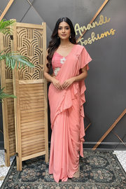 Pink Ready to wear Saree