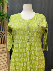 Plus Size Green Anarkali Kurti - Soft Rayon Ethnic Wear