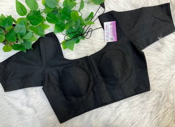 Front opening - Black Blouse with crape linning inside