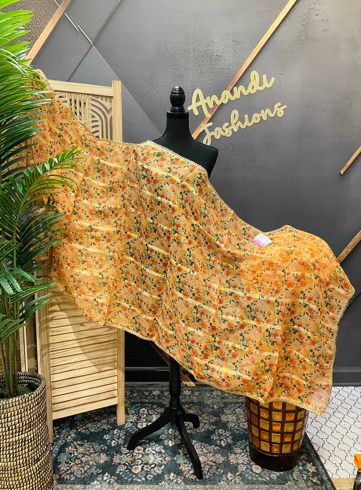 Digital Print Floral Orgnaza Dupatta
