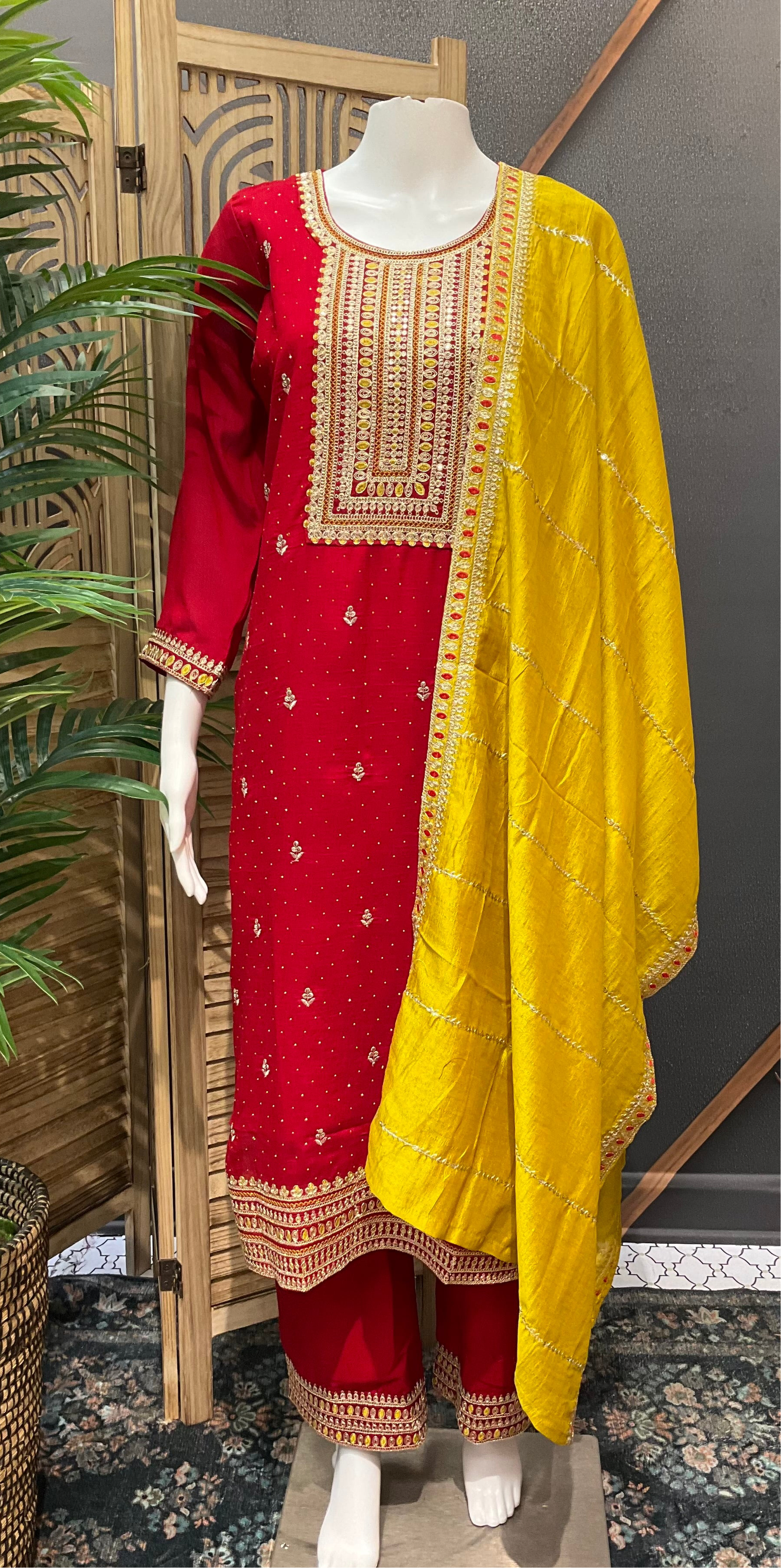 Size 38-Party Wear Chudidhar/Kurti sets with contrast dupatta