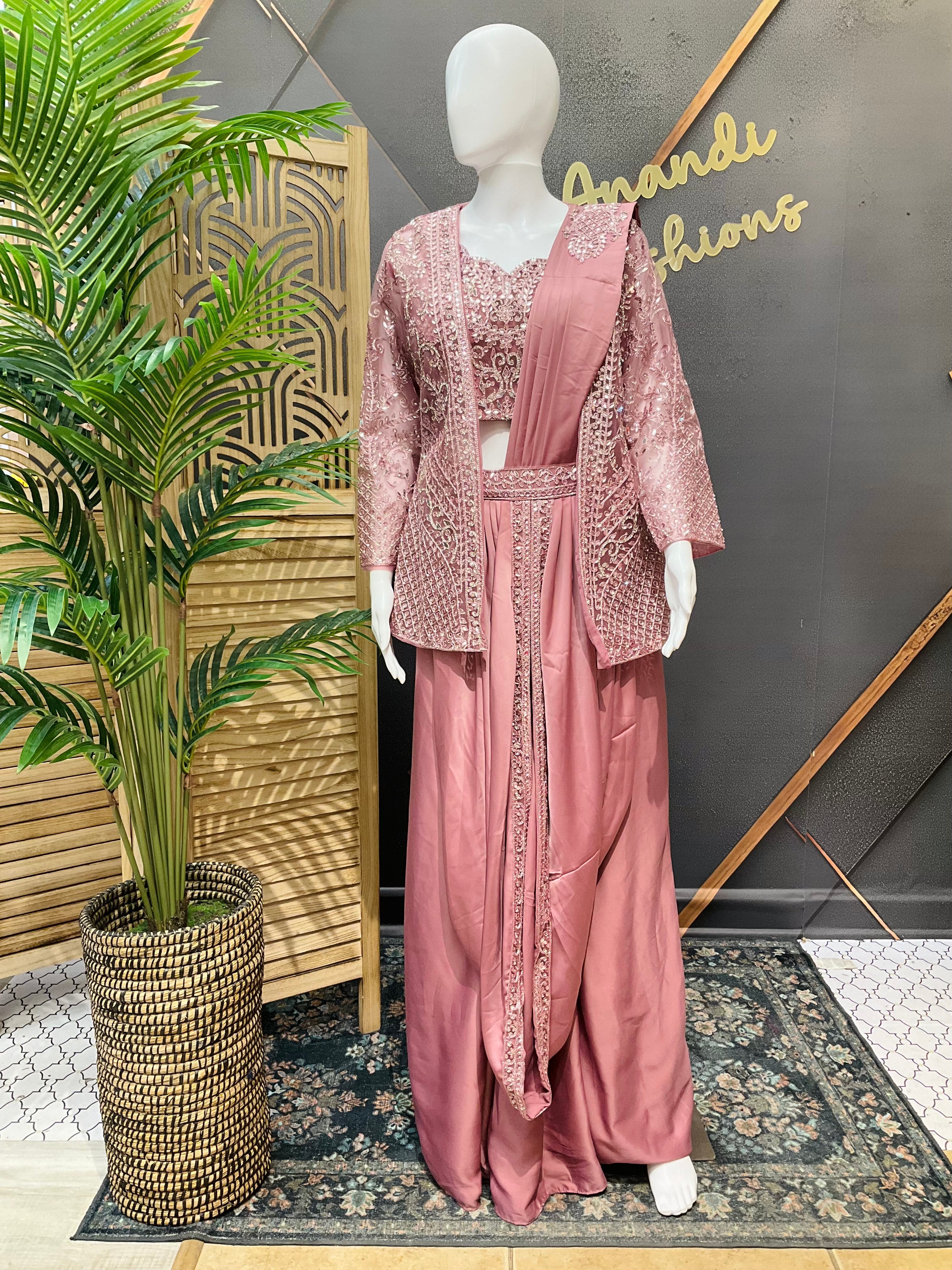 Ready to Wear Saree with Overcoat