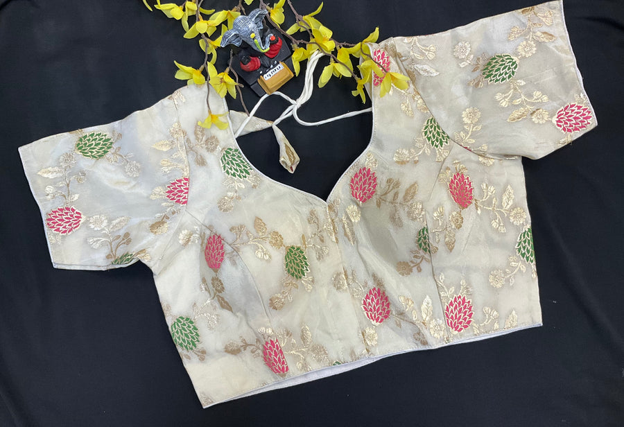 Off White Front Opening Tissue Blouse