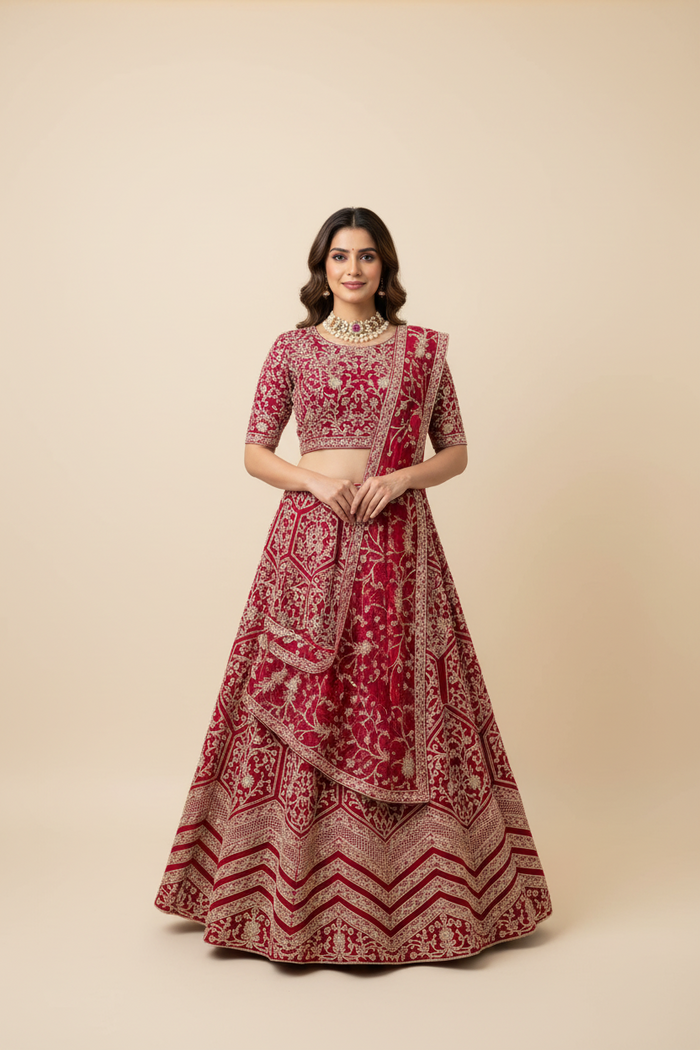 Women’s Party Wear Pink Lehenga Set – Plus Size