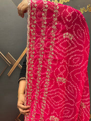 Pink Georgette Bandhani Saree