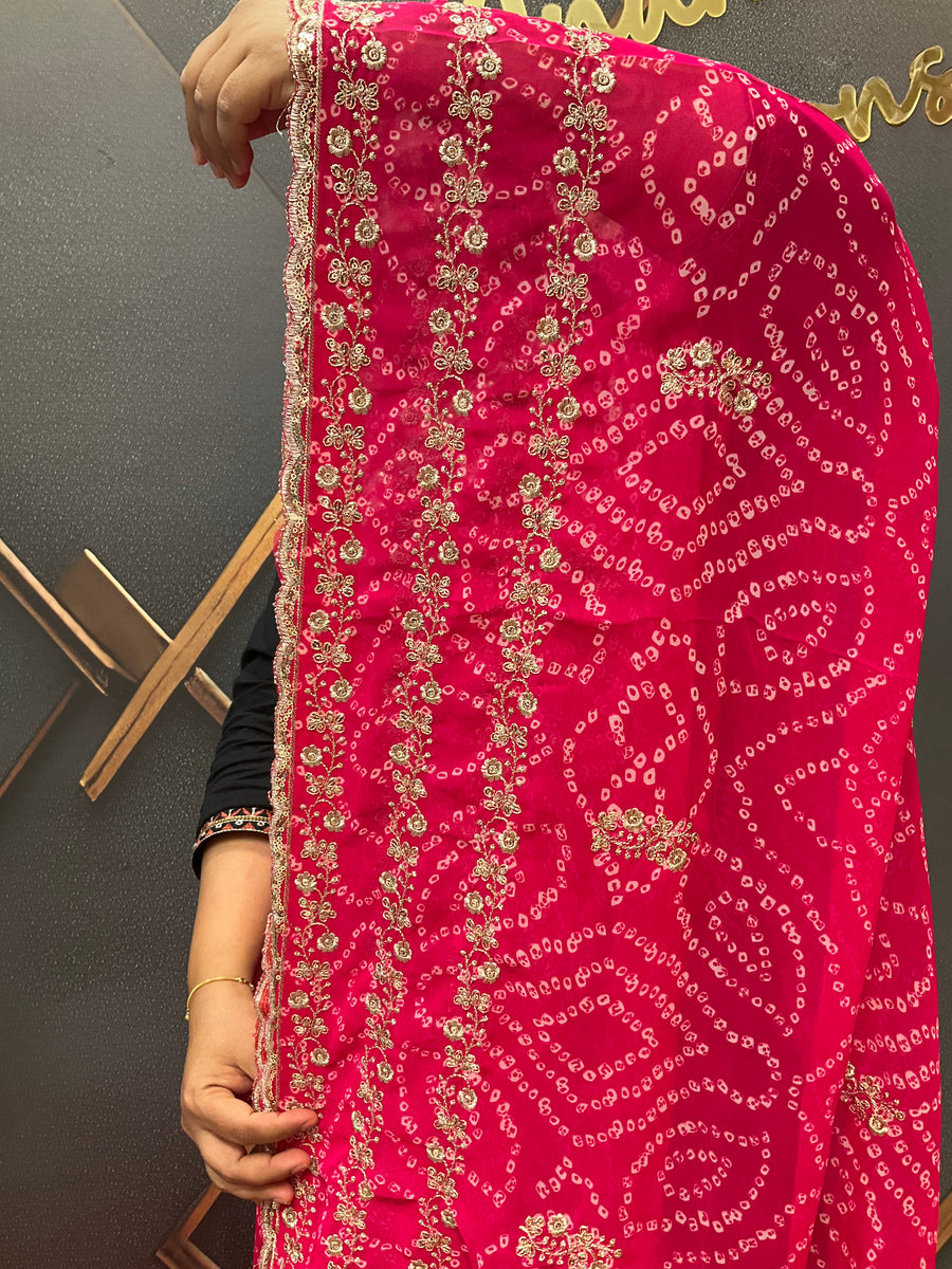 Pink Georgette Bandhani Saree