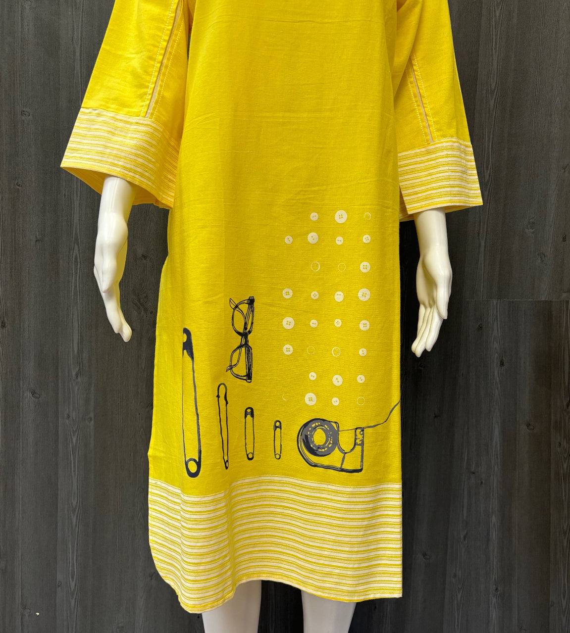 Yellow Cotton Kurti - Size 42 image 1