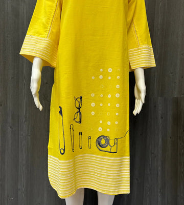 Yellow Cotton Kurti - Size 42