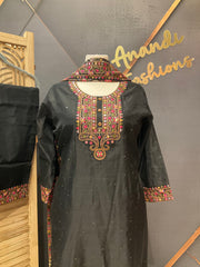 Plus Size Black Party Wear Kurti set
