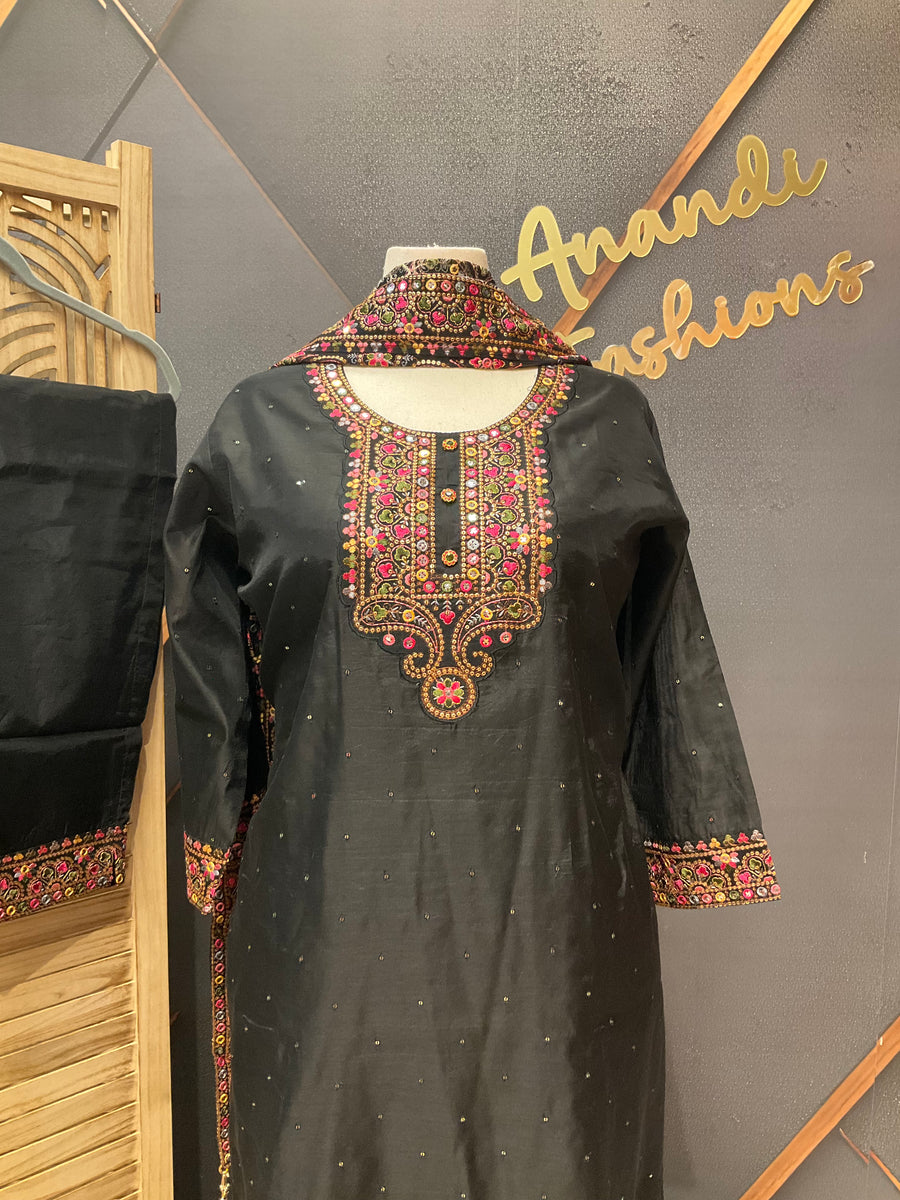 Plus Size Black Party Wear Kurti set