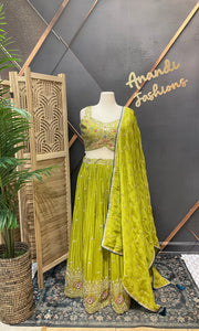 Green Party Wear Lehenga Set