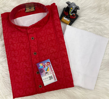 Chikankari Kurta - Maron Mens Kurta with White Pajama