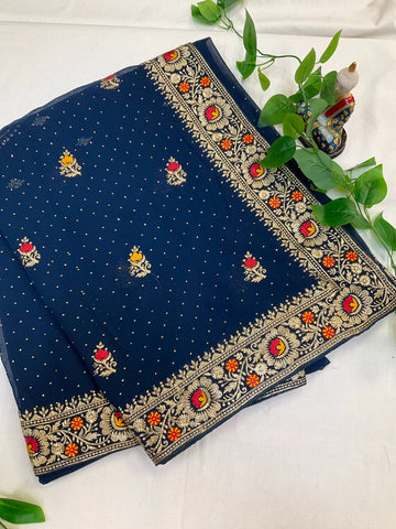 Fancy Party Wear Georgette Saree - Elegant Lightweight Saree