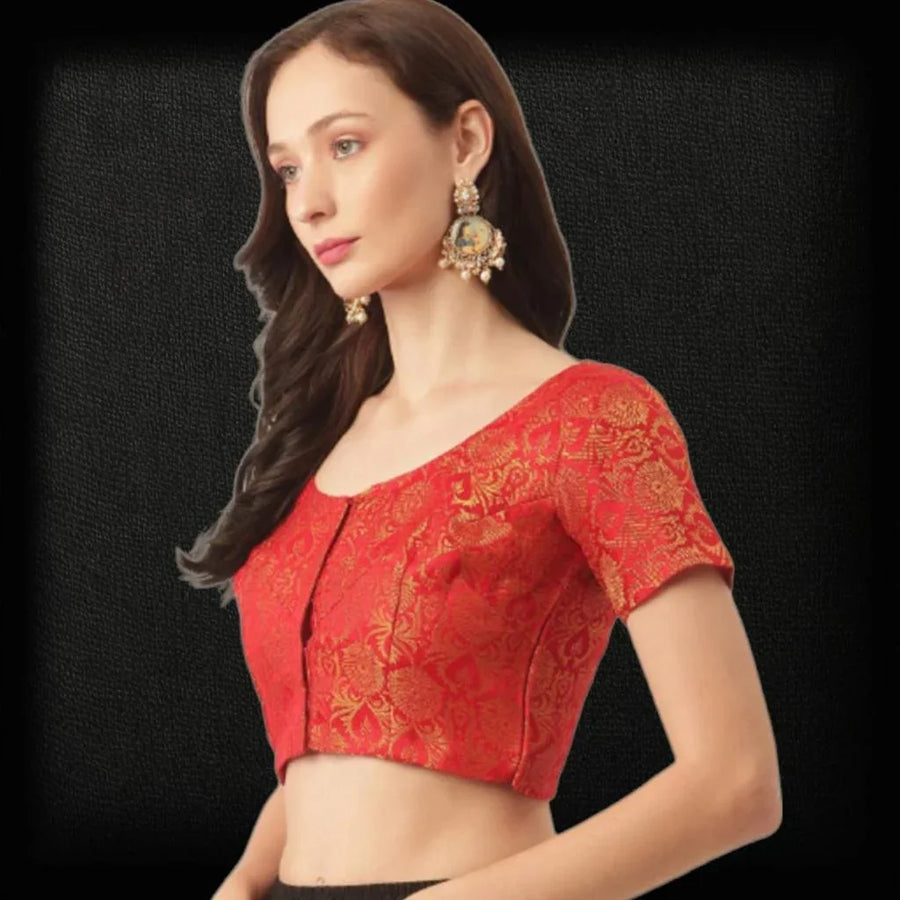 Red Brocade Blouse
