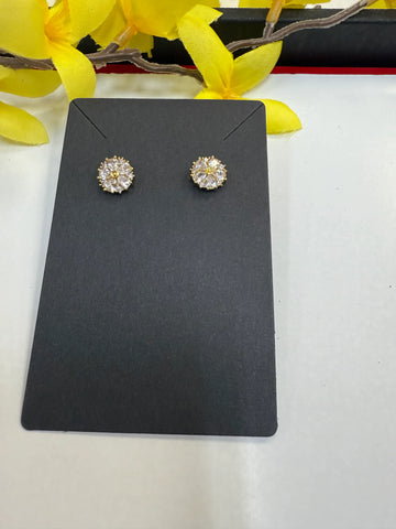 Flower Stud Earrings - AD stones