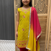 Green & Pink - Little Girls Patiala Suit