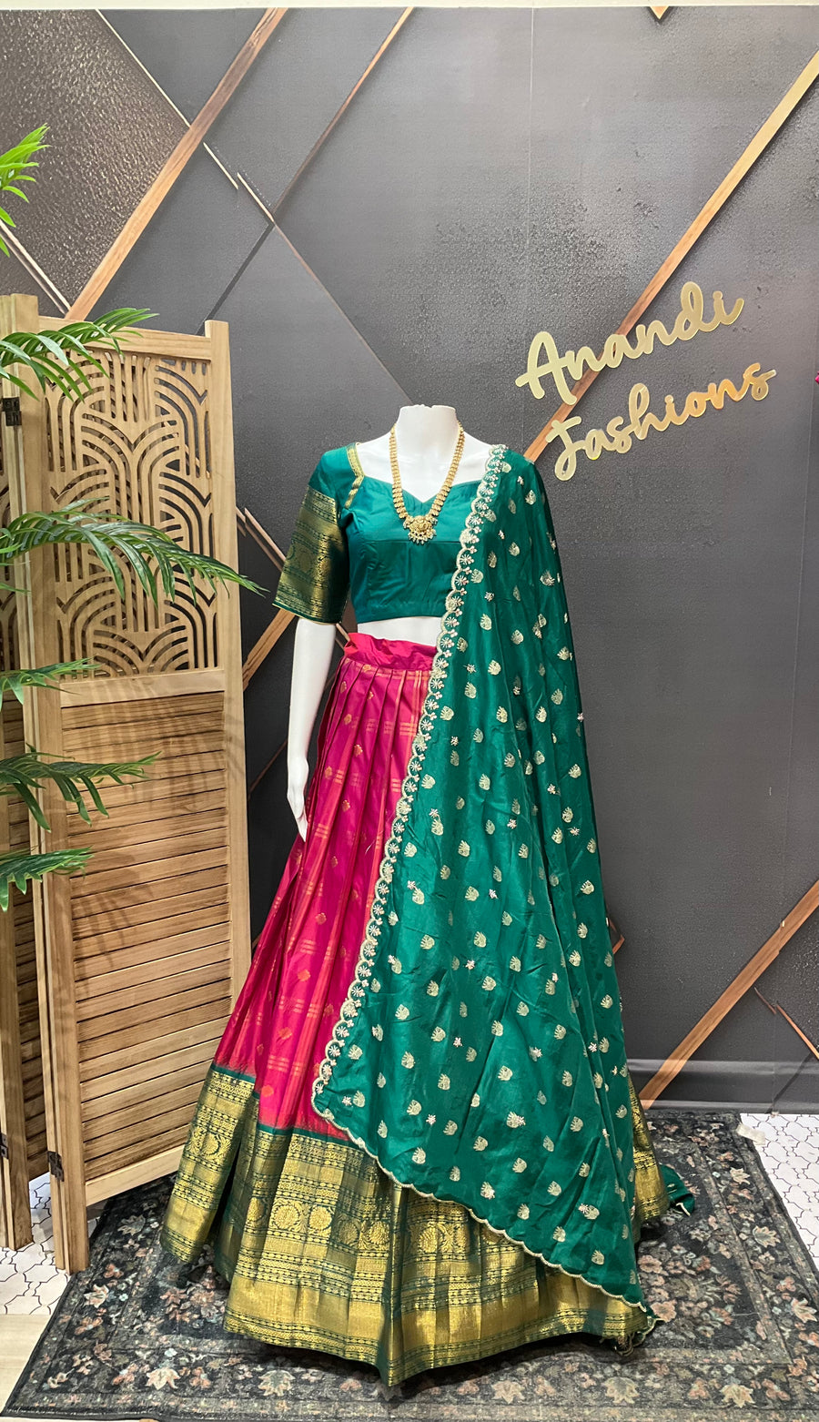Semi Gadwal Silk Half saree/Lehenga set - Girls - Half Saree - Anandi Fashions