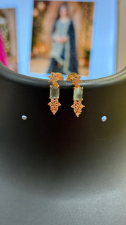 Rose Gold CZ  Necklace set with Mint Green Stones