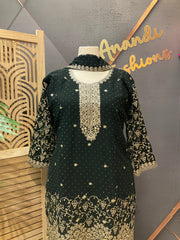 Plus Size Party Wear Green Sharara set