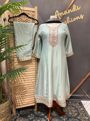 Plus Size Pastel Colors Anarkali Kurti Set