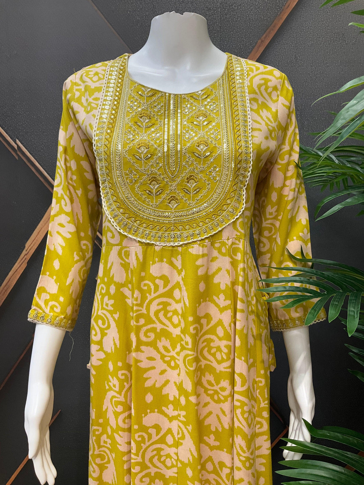 Light Green -Pure Cotton Long Anarkali Kurti- Size 38
