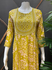 Light Green -Pure Cotton Long Anarkali Kurti- Size 38