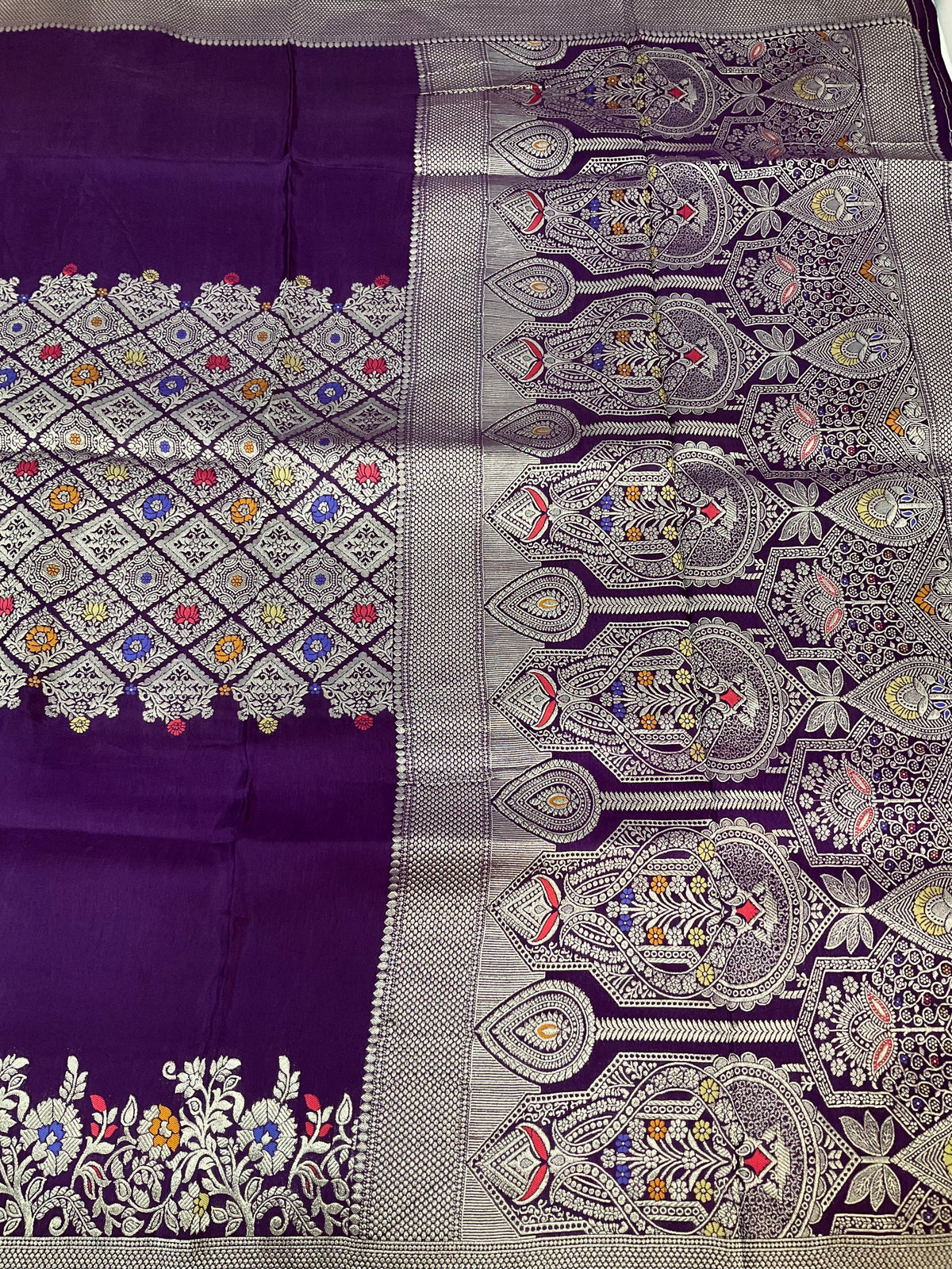 Purple - Lotus Silk Saree