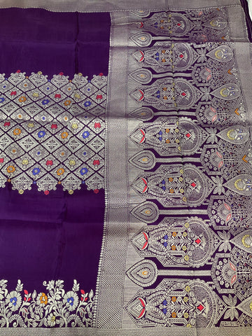 Purple - Lotus Silk Saree