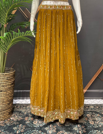 Dark Mustard Party Wear Lehenga Set Size 40 - Festive Wear