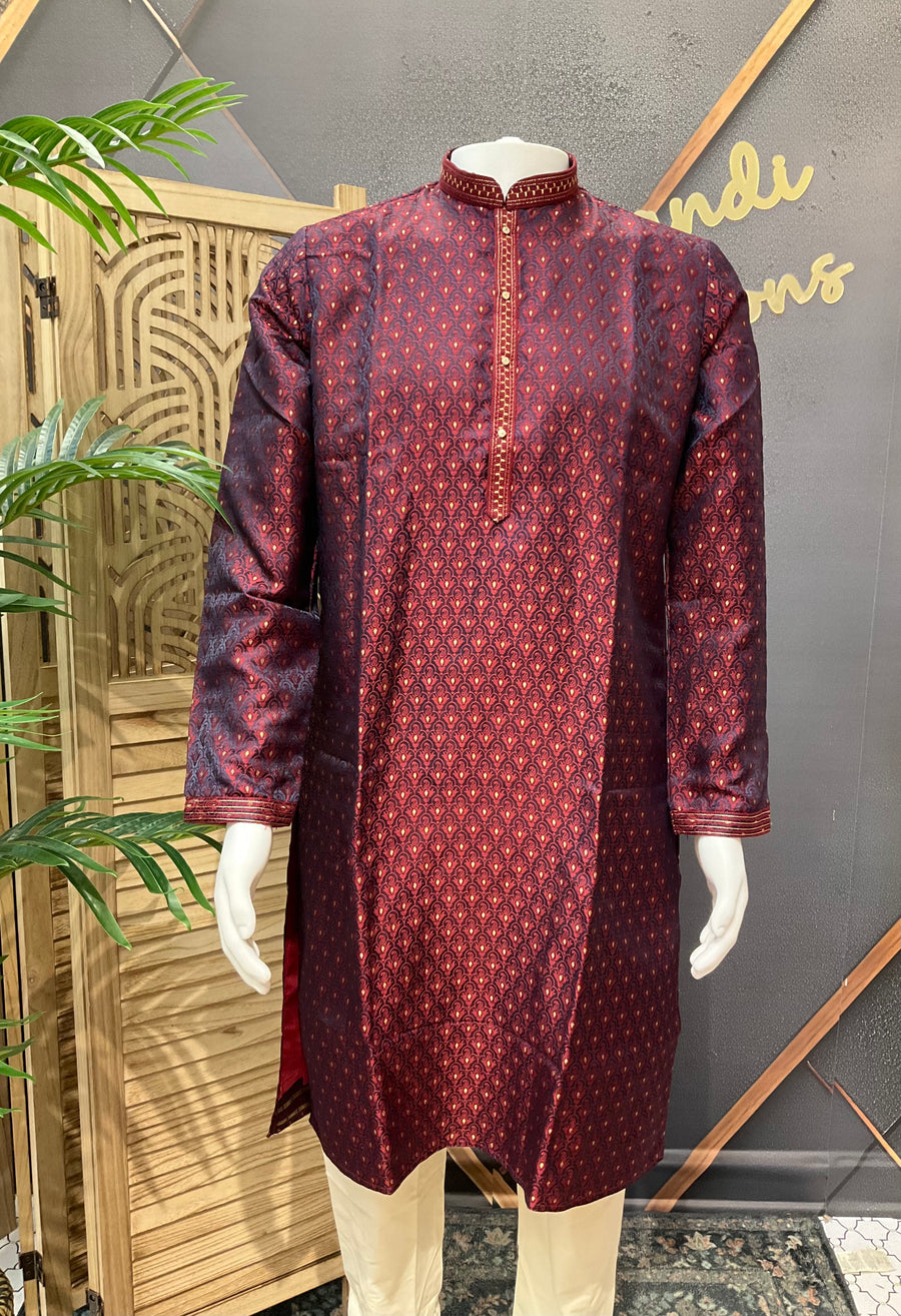 Men’s Maroon Kurta Set