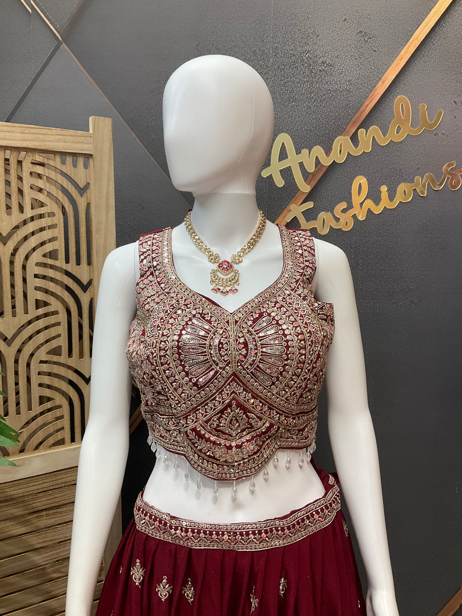 Party wear Maroon Lehenga set