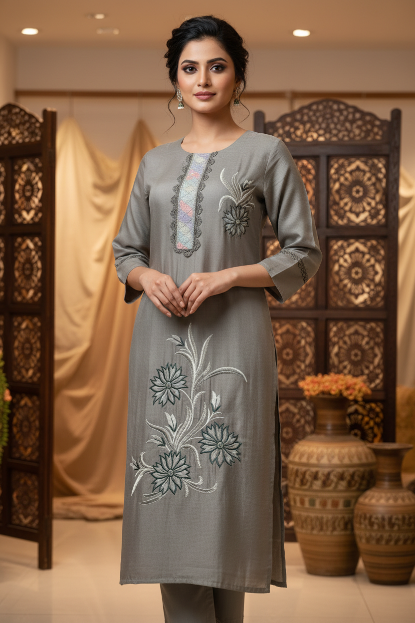 Embroidered Kurtis Rayon Short Kurti
