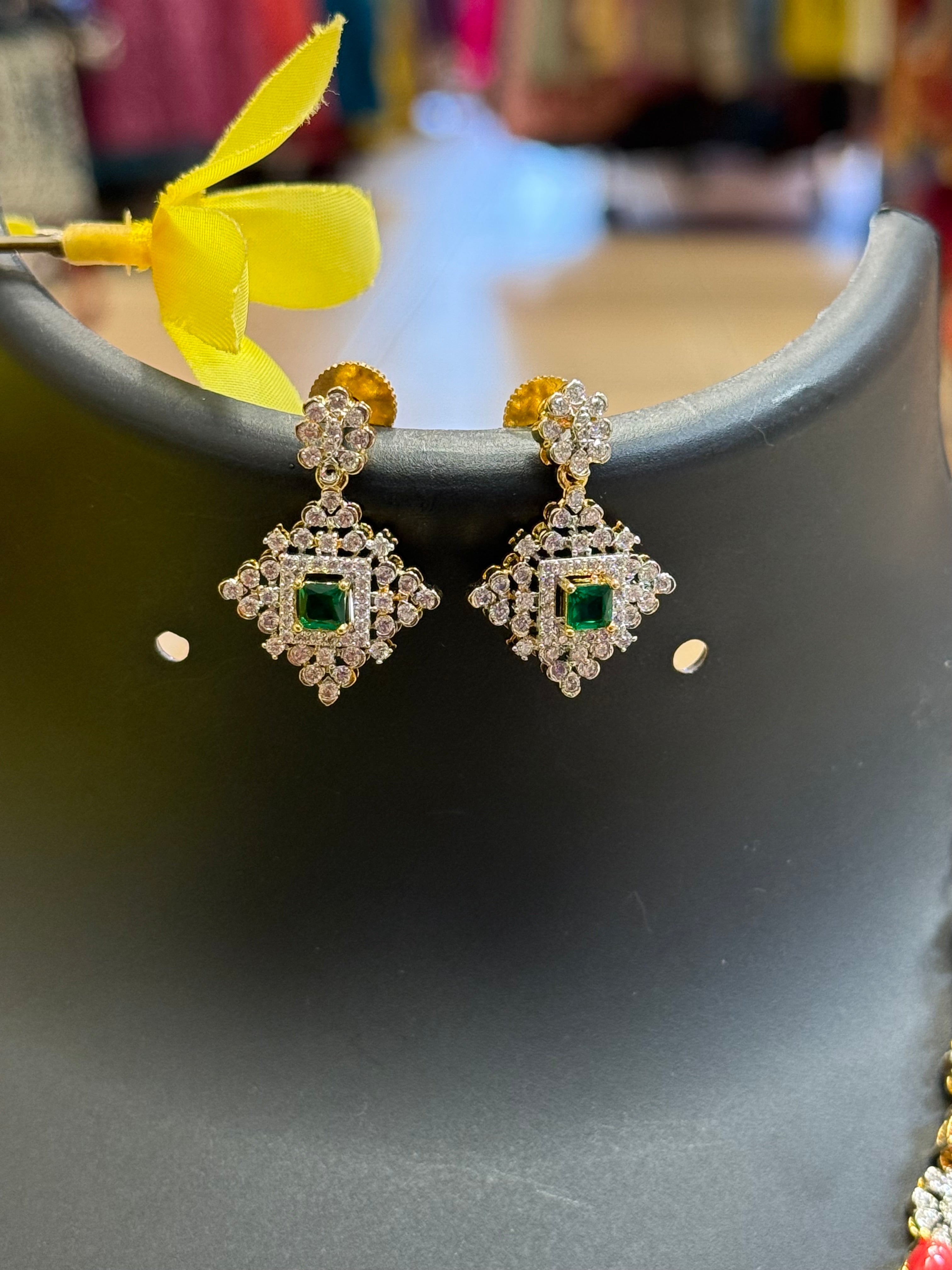 Party Wear - CZ Necklace set with Corals/Pagadam